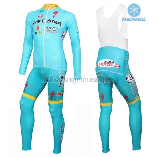 Abbigliamento Ciclismo Astana ML 2016 azzurro e giallo